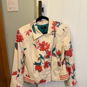 G by Giuliana Floral Cream Bomber Jacket